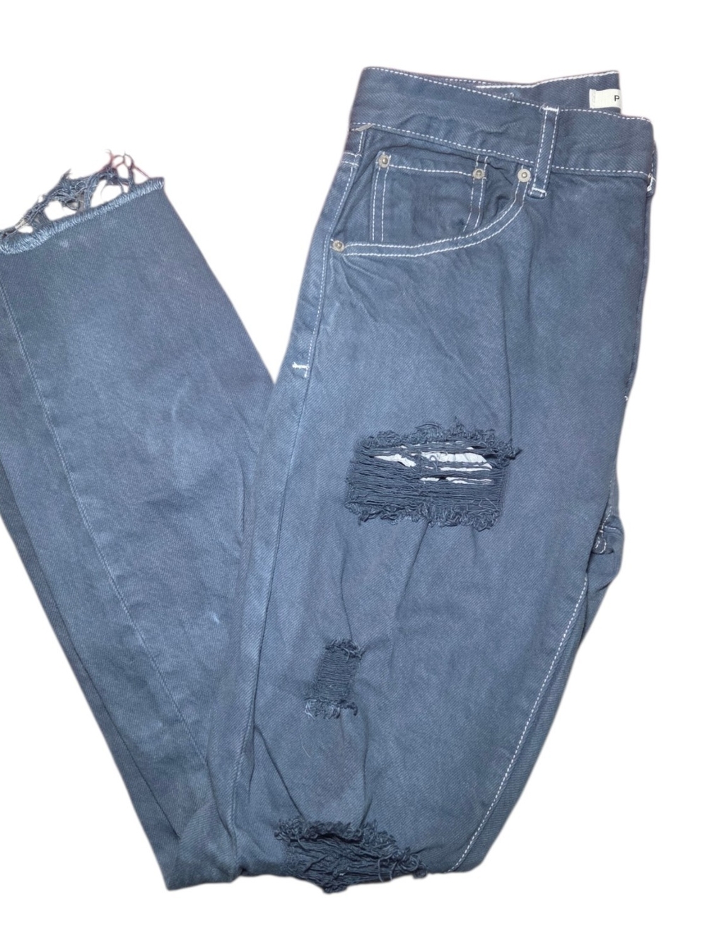 PacSun Distressed Dark Blue Jeans with Frayed Hem Vintage Loose Size 30